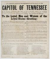 At a meeting in the Representatives Hall of the capitol of Tennessee : on the evening of September 12th, 1864, Col. R.D. Mussey, Judge J.M. Palmer, Dr. R.L. Stanford, and Captain J.F. Rusling were appointed to prepare an address expressive of the sentimen