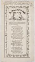 The legend of the clock / by B.J. Leedom. This clock was brought over from England by the writer's ancestor in 1682, in the ship Welcome, with William Penn. The lines are suggested by the traditions received from his grandmother, who died in her hundredth