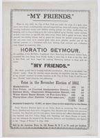 "My friends." : When in July 1863, the city of New York was under the reign of a mob, when stores were closed, workshops shut, cars and stages laid up, alarm bells ringing, dwellings burning, inoffensive women and children seeking prisons for safety, unof