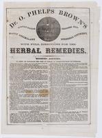 Dr. O. Phelps Brown's acacian balsam, renovating pills, magic assimilant ethereal ointment, with full directions for use. Herbal remedies.