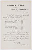 Circular to the trade. : Office of B.L. Judson & Co. 106 Franklin Street, New York. On and after March 26th, 1864, the prices of the following articles will be: ... The large advance in prices of all things used in the manufacture of the above articles re