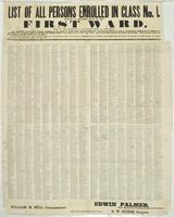 List of all persons enrolled in Class No. 1, subject to military duty in the First Ward, : being the first sub-district of the second district of Pennsylvania. All persons herein named claiming exemption on the ground of alienage, non-residence, unsuitabl