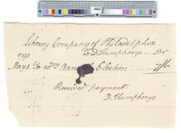 B01F15 - Receipt from D. Humphreys for advertising annual meeting, 1790-05-01