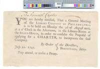 B02F39 - Meeting invitation to Samual Coates, 1741-07-21