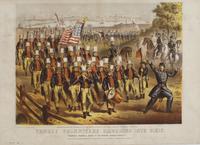 Yankee volunteers marching into Dixie. "Yankee Doodle keep it up, Yankee Doodle Dandy." [graphic] / J.H. Bufford's Lith, Boston.