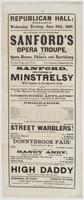 Republican Hall: Tamaqua, Wednesday evening, June 24th, 1863. : The far-famed and old established Sanford's Opera Troupe, from his opera houses, Philad'a and Harrisburg The best troupe in the world. Two companies condensed into one. Sanford, the pioneer o