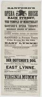 Sanford's new Opera House Race Street, between Second & Third, : the temple of minstrelsy in which are given chaste and drawing-room amusements, by Sanford's Opera Troupe! comprising a combination of vocalists, musicians, comedians & artists of the highes
