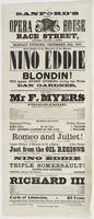 Sanford's new Opera House Race Street, between Second & Third, : Monday evening, December 12th, 1864. First night of the wonder of the world, Nino Eddie the smartest boy of his age--being only eight years old; pronounced by all a more daring performer tha