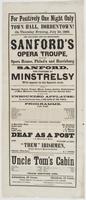 For positively one night only Town Hall, Bordentown! on Thursday evening, July 2d, 1863. : The far-famed and old established Sanford's Opera Troupe, from his opera houses, Philad'a and Harrisburg The best troupe in the world. Two companies condensed into 