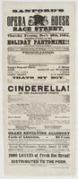 Sanford's new Opera House Race Street, between Second & Third, : Thursday evening, Dec'r 29th, 1864, immense success of the holiday pantomime!! Ladies and their children out en masse. Children will be admitted during the holidays, with their parents, at 1
