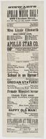 Stewart's New Apollo Music Hall! : 609 Chestnut Street, and 608, 610 and 612 Jayne Street, (entrance on Chestnut Street.) J.C. Stewart, sole proprietor Fred Shaw, stage manager Prof. Knoth, musical director First week of the favorite danseuse and vocalist