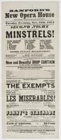 Sanford's new Opera House Race Street, between Second and Third. : Tuesday evening, Nov. 15th, 1864 Second night of the largest and best company of minstrels! in this or any other country. ... Mr Samuel S. Sanford, manager Mr Harry Rainor, stage manager C