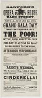 Sanford's new Opera House Race Street, between Second & Third, : Monday, January 2d, 1865. Grand gala day Morning performance for the poor! Doors open at 10 o'clock. Commence at half past 10. The poor admitted free A few seats reserved for those who can p