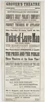 Grover'sTheatre Pennsylvania Avenue, near Willard's Hotel. : Leonard Grover, director also, of Grover's Chestnut St. Theatre, Philadelphia. Enthusiastic success of Grover's great Philad'a company! Crowding the theatre to excess! The flattering commendatio