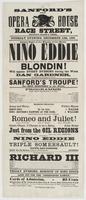 Sanford's new Opera House Race Street, between Second & Third, : Tuesday evening, December 13th, 1864. Second night of the wonder of the world, Nino Eddie the smartest boy of his age--being only eight years old; pronounced by all a more daring performer t