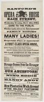 Sanford's new Opera House Race Street, between Second & Third, : Wednesday evening, Dec'r 21st, 1864. Card to the public. Mr. Sanford begs leave to acquaint the unknowing, who are daily asking the question, whether ladies attend his entertainments? at the