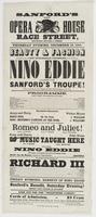 Sanford's new Opera House Race Street, between Second & Third, : Thursday evening, December 15, 1864. Beauty & fashion all come to see the most extraordinary performance in the world, by Nino Eddie together with Sanford's Troupe! who are giving the most c