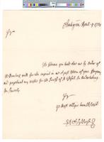B04F20A - Correspondence from S. N. Sydserfe, 1739-04-09