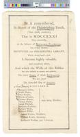 B04F35 - Flier with planned inscription for Library Company cornerstone, 1789
