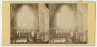 Interior views of unidentified churches, including an Episcopal and Moravian church.