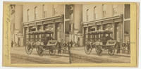 [Hope Fire Company horse-drawn ambulance in front of the company fire station on Sixth Street below Bainbridge Street, Philadelphia]