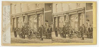 [Hope Fire Company steam engine and fire fighters in front of the company fire station on Sixth Street below Bainbridge Street, Philadelphia]