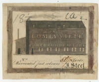 Comlyville power loom factory. No. [blank] 50 1/2 yards. Warranted fast colours. J. Steel.