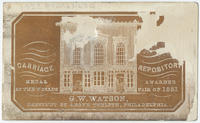 Carriage repository. Medal awarded at the World's Fair of 1851. G.W. Watson, Chestnut St. above Twelfth, Philadelphia.