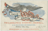 Philadelphia Evening Journal, N.W. corner of Third and Chestnut Sts., January 28th, 1861. Published by Carr & Elliott.