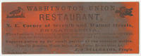 Washington Union restaurant, N.E. corner of Seventh and Walnut Streets, Philadelphia,