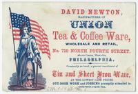 David Newton, manufacturer of Union tea & coffee ware, wholesale and retail, No. 710 North Fourth Street, above Coates, west side, Philadelphia.