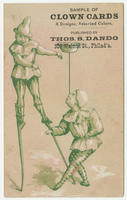 Sample of clown cards 4 designs, assorted colors. Published by Thos. S. Dando, 307 Walnut St., Philad'a.