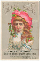 I use celluloid eye glasses. S.O.M. Co. pat. Mar. 13, '77 on each pair.