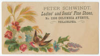 Peter Schwindt, ladies' and gents' fine shoes, No. 1208 Columbia Avenue, Philadelphia.