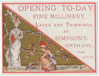 [Simpson's millinery, laces and trimmings' store trade cards]