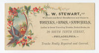 L.W. Stewart, agt. wholesale and retail manufacturer and dealer in trunks, bags, satchels, ladies' & gents' traveling trunks, pocket books, &c. 29 South Tenth Street, Philadelphia.