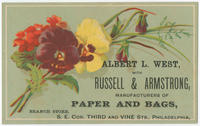 Albert L. West, with Russell & Armstrong, manufacturers of paper and bags, branch store, S.E. cor. Third and Vine Sts., Philadelphia.
