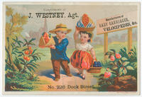 Compliments of J. Westney, agt. Manufacturers of baby carriages, velocipedes, &c. No. 226 Dock Street.