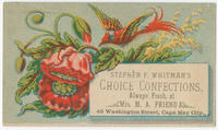 Stephen F. Whitman's choice confections, always fresh, at Mrs. M.A. Friend's, 45 Washington Street, Cape May City.