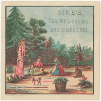 Sine's tar, wild cherry, and hoarhound. Turkish ladies' noontime amusement, while gathering herbs for Sine's syrup of tar, wild cherry and hoarhound.
