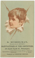 S. Musselman, (formerly with E. Burthey,) manufacturer of fine confections, 274 South Fourth St., Philadelphia.