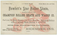 Rowlett's star roller skate, manufactured by the Champion Roller Skate and Wagon Co.