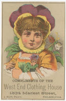 Compliments of the West End Clothing House, 1634 Market Street, Philadelphia. J. Kuh; prop'r.