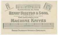 Henry Disston & Sons, incorporated. Keystone, saw, tool, steel, & file works, Philadelphia, U.S.A.