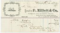 Bought of F. Millett & Co. Wholesale dealers in foreign and domestic fruits, spices, olive oils, canned goods, &c. No. 5 Arch Street.