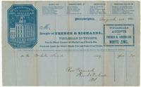 Bought of French & Richards, wholesale druggists, north-west corner of Market and Tenth Sts., wholesale agents for Silver's plastic fire and water proof paints.