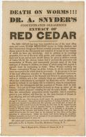 [Advertisements for proprietary medicines marketed by Dr. A. Snyder, of Newville, Herkimer County, N.Y.]