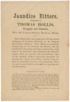 [Advertisements for proprietary medicines prepared and sold by Thomas Hollis, druggist and apothecary, 23 Union Street, Boston, Mass.]
