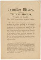[Advertisements for proprietary medicines prepared and sold by Thomas Hollis, druggist and apothecary, 23 Union Street, Boston, Mass.]