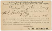 [Postcards, bank drafts, and invoices relating to G.G. Green, manufacturer of proprietary medicines, Woodbury, N.J.]